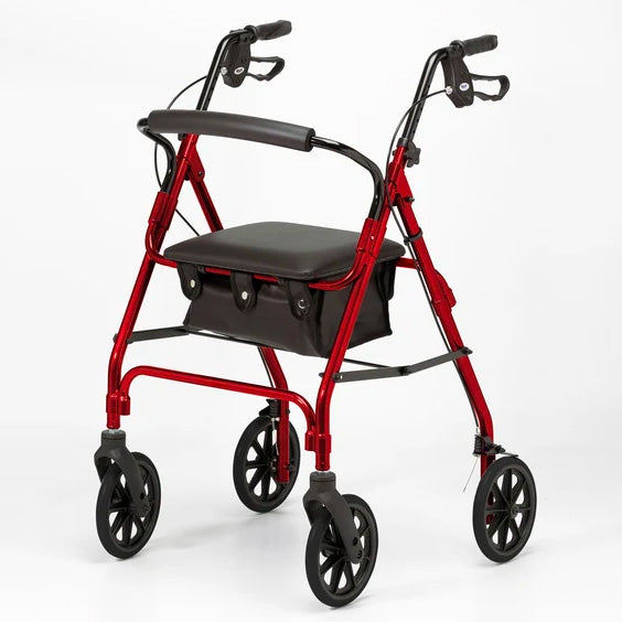 Days 100 Series Lightweight Four Wheeled Rollator - Red
